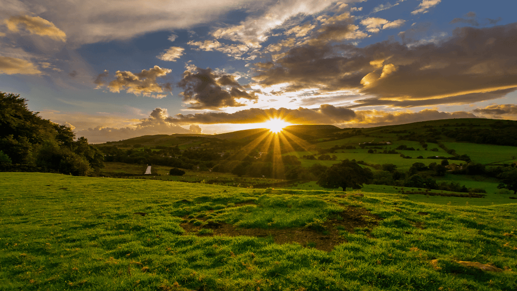 Sunset on Pendle Hill, Lancashire, UK