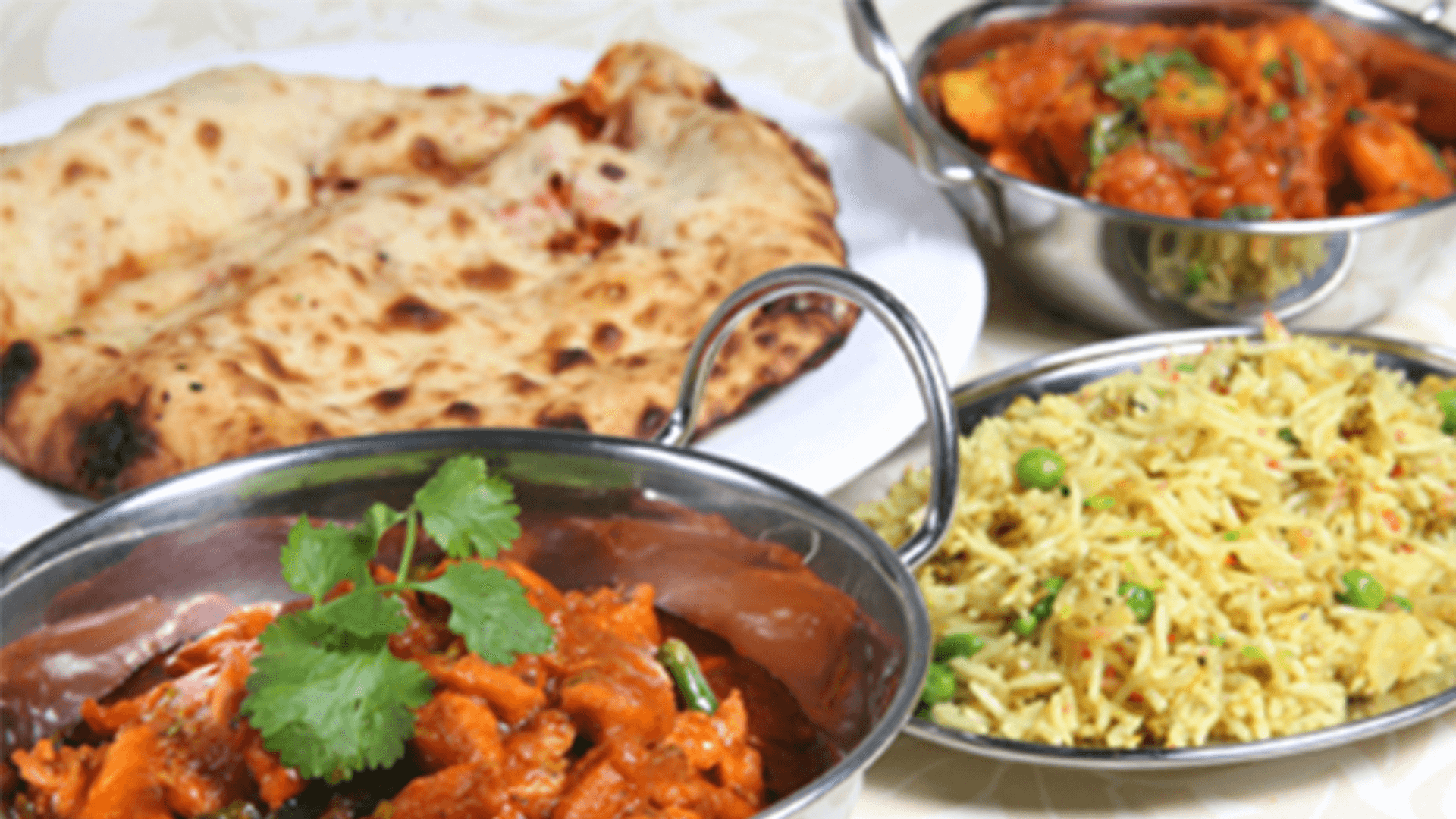 Balti dishes at the Viraj Indian Restaurant in Bodmin, Cornwall