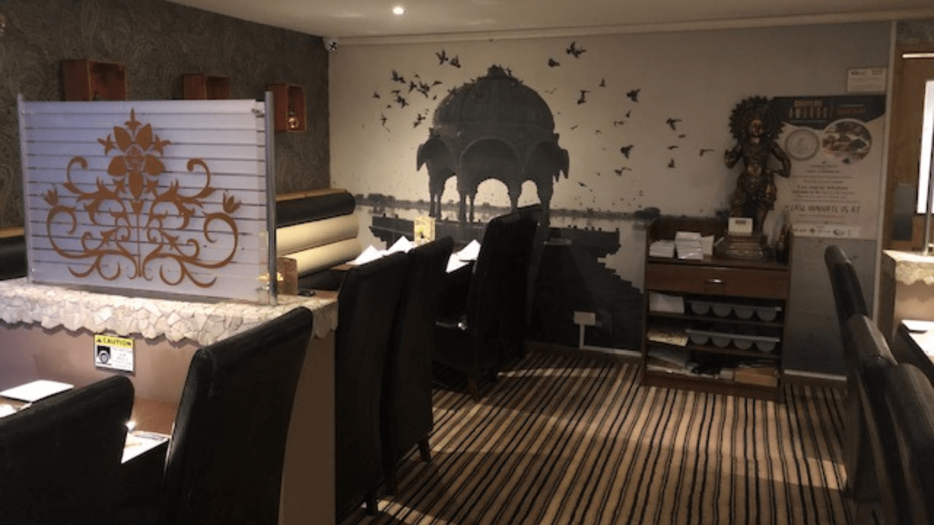 Inside the Viraj Indian Restaurant in Bodmin, Cornwall