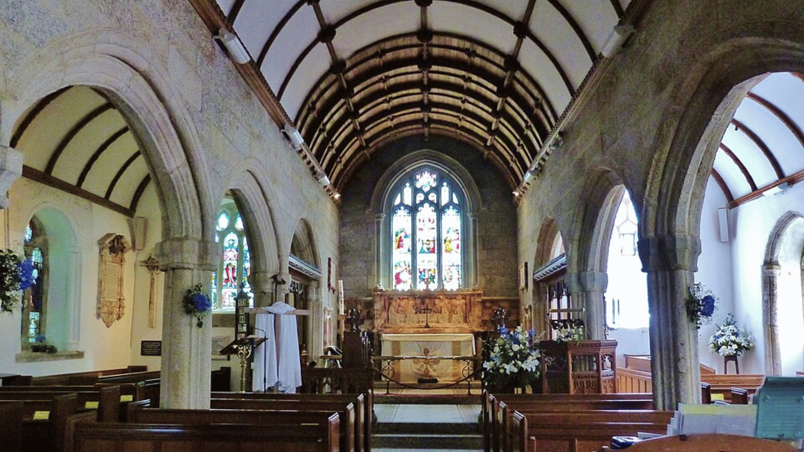 Interior of St. Hydroc's church at Lanhydrock House, Bodmin Cornwall